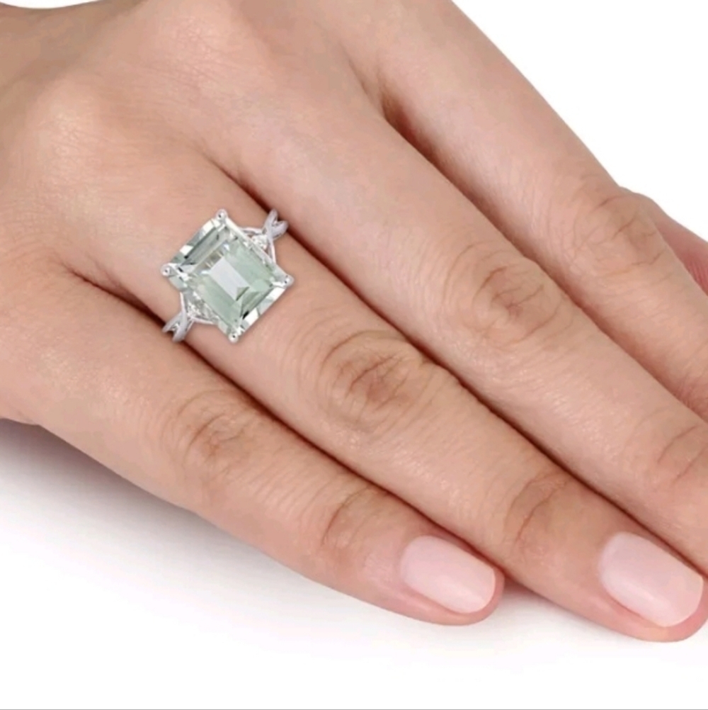 Sterling Silver pasiolite & White Topaz Ring - Picture 6 of 7